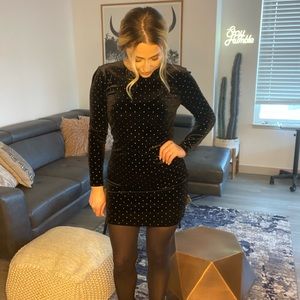 EXPRESS Open Back Studded Velvet Mini Dress